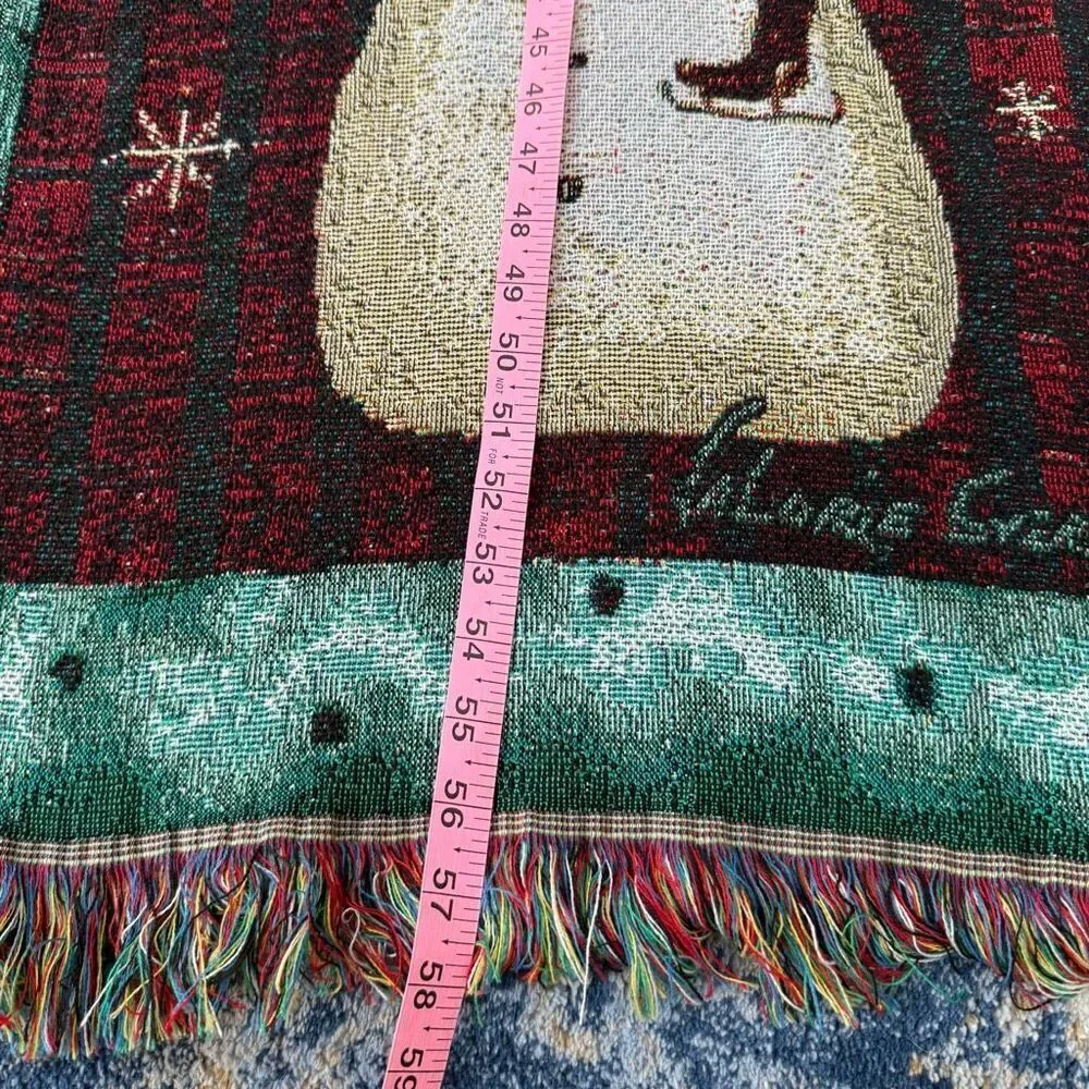 Mohawk Home vintage tapestry blanket Primitive Snowmen art Valorie Evers Wenk